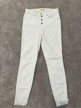 Madewell White High-Rise Skinny Jeans with Button Fly